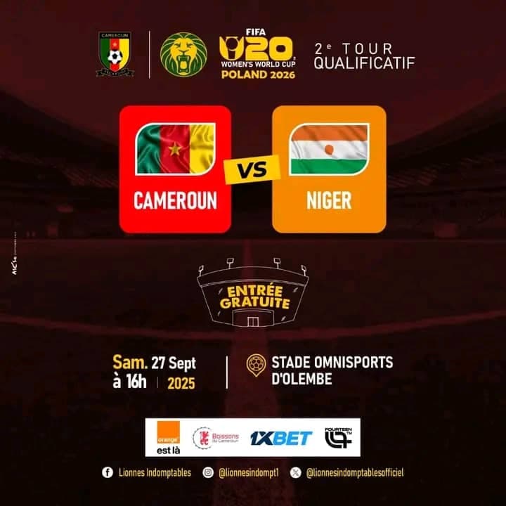 PROGRAMME DE LA RENCONTRE CAMEROUN vs NIGER DU 27 SEPTEMBRE 2026 AU STADE D’OLEMBE