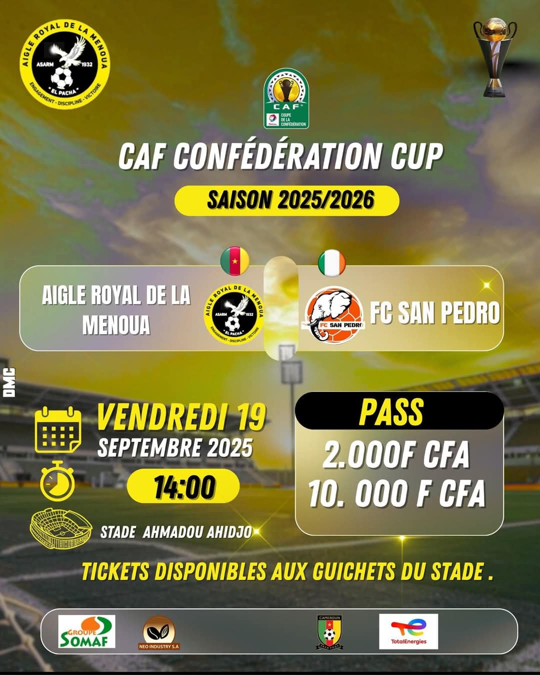 Aigle Royal de la Menoua vise l’exploit continental face au FC San Pedro